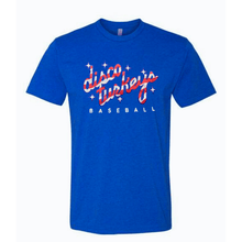 Load image into Gallery viewer, Blue Stars &amp; Stripes Script Tshirt
